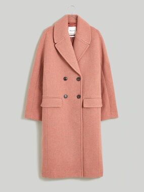 Madewell Double-Breasted Wool Blend Coat in Dusty Rose. Sz. 8. Sold out online.